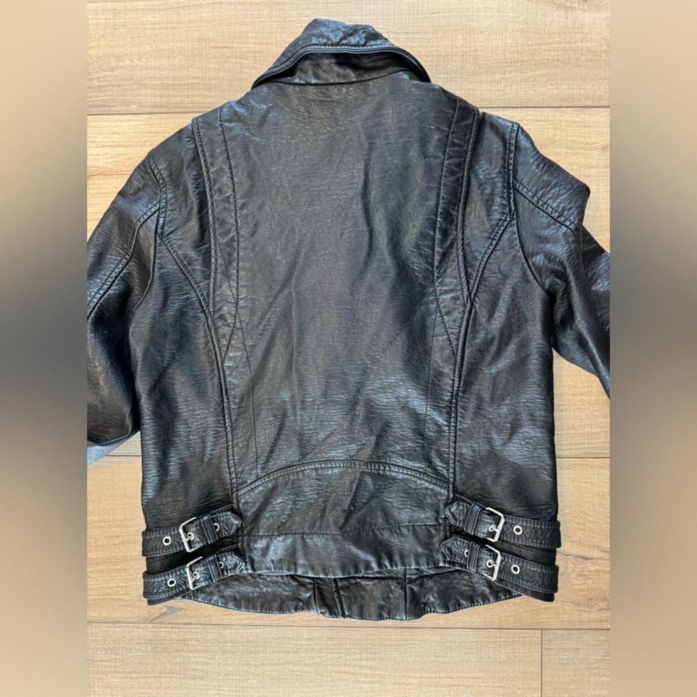 American Eagle faux Leather Jacket Womens small‎ back fall biker Y2K Moto Grunge - Picture 5 of 5